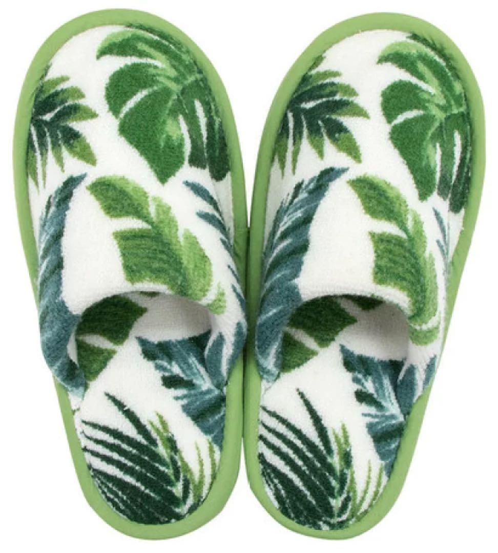 ボタニカル柄トイレセット 兼用フタカバー ４点セット 普通 洗浄 スリッパ