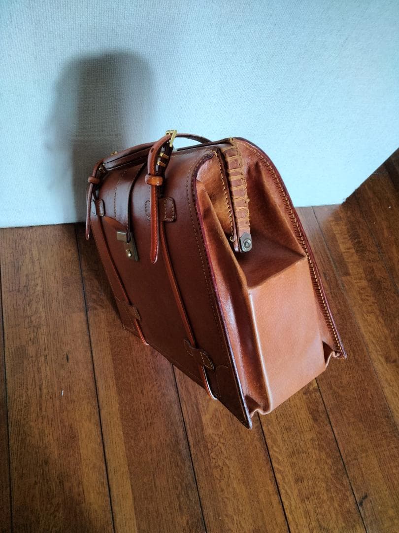豚皮レザー ビジネスバッグ 茶色(ベルト交換)