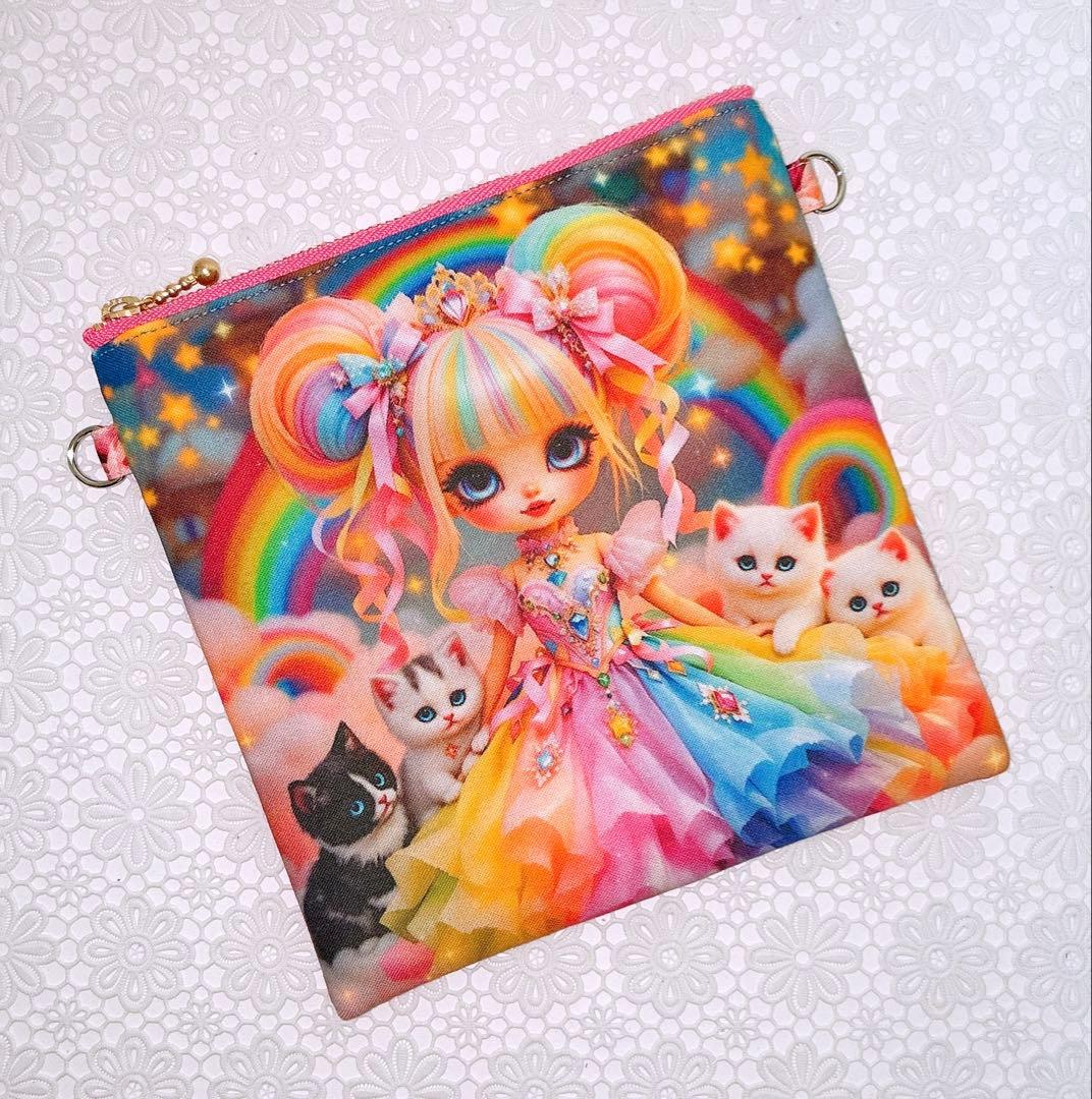 フラットポーチ♡レディ＆にゃんこ