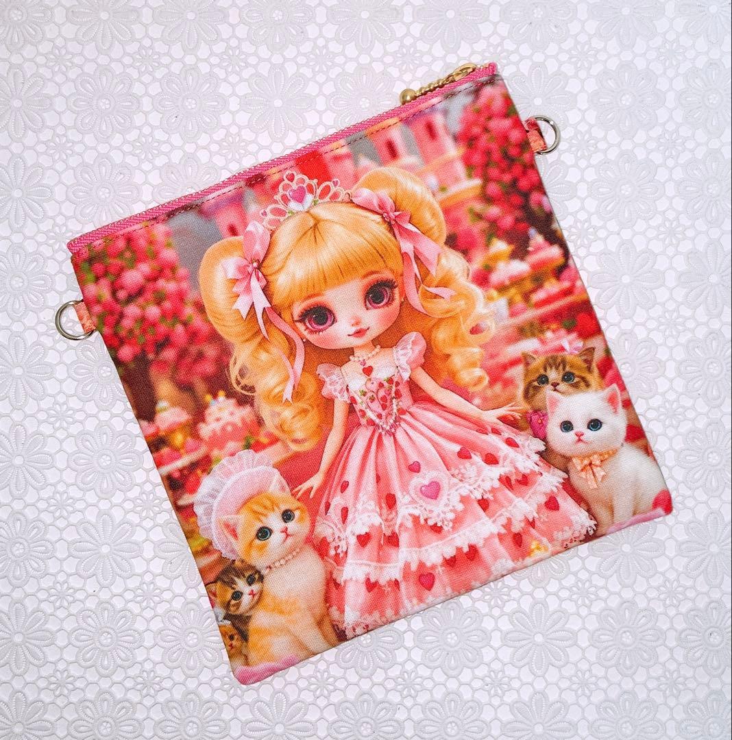 フラットポーチ♡レディ＆にゃんこ