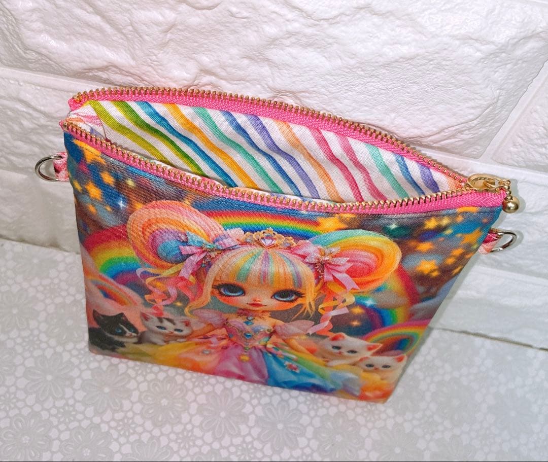 フラットポーチ♡レディ＆にゃんこ