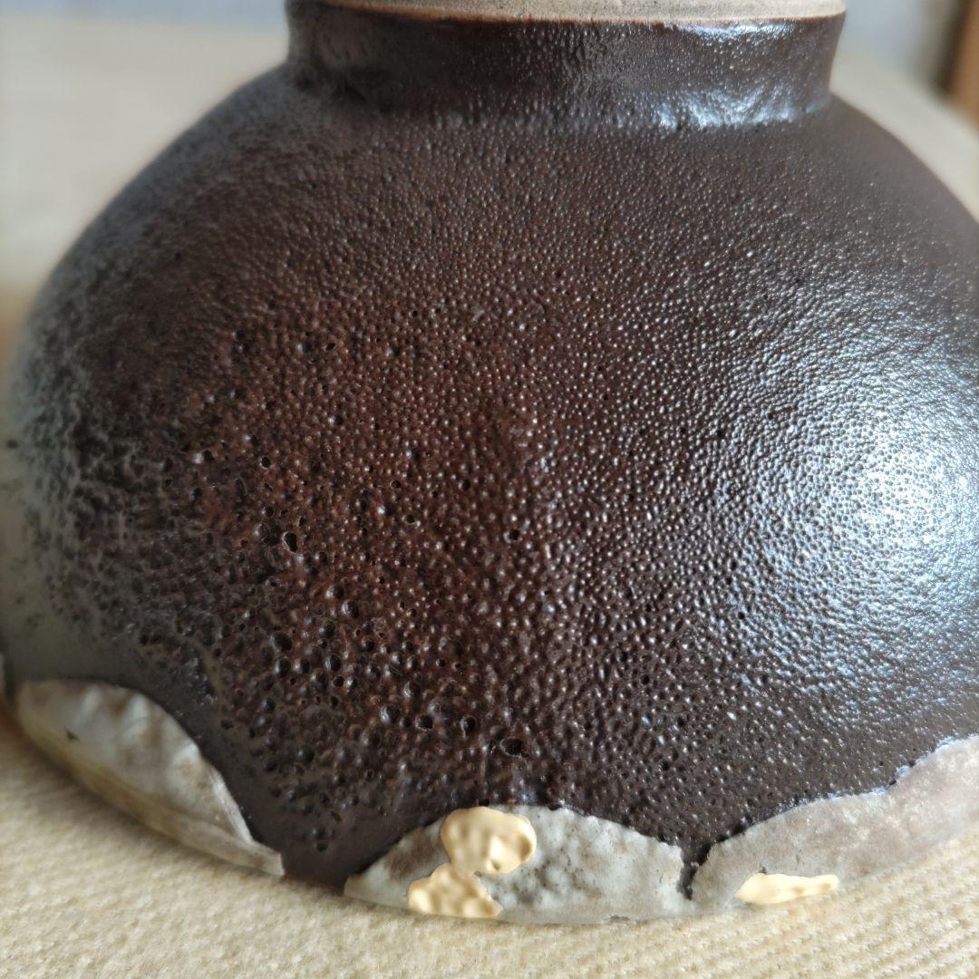 薩摩黒　鮫肌抹茶碗　D384