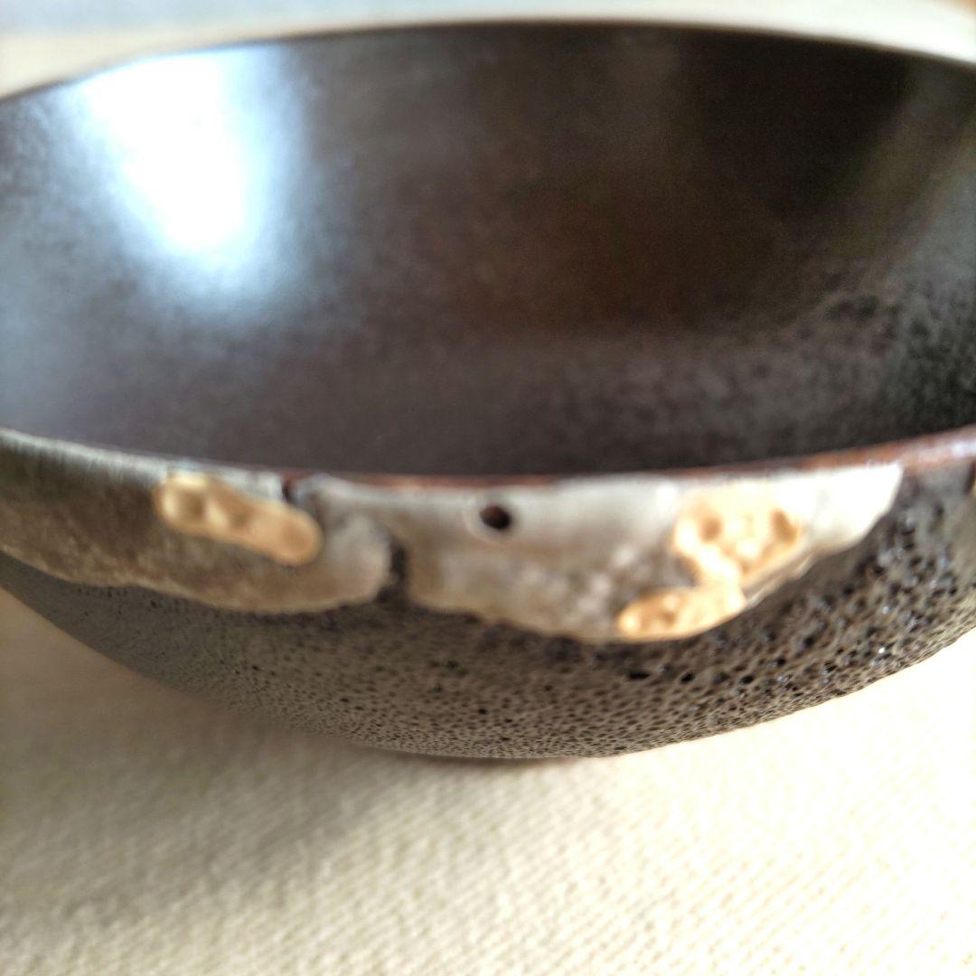 薩摩黒　鮫肌抹茶碗　D384