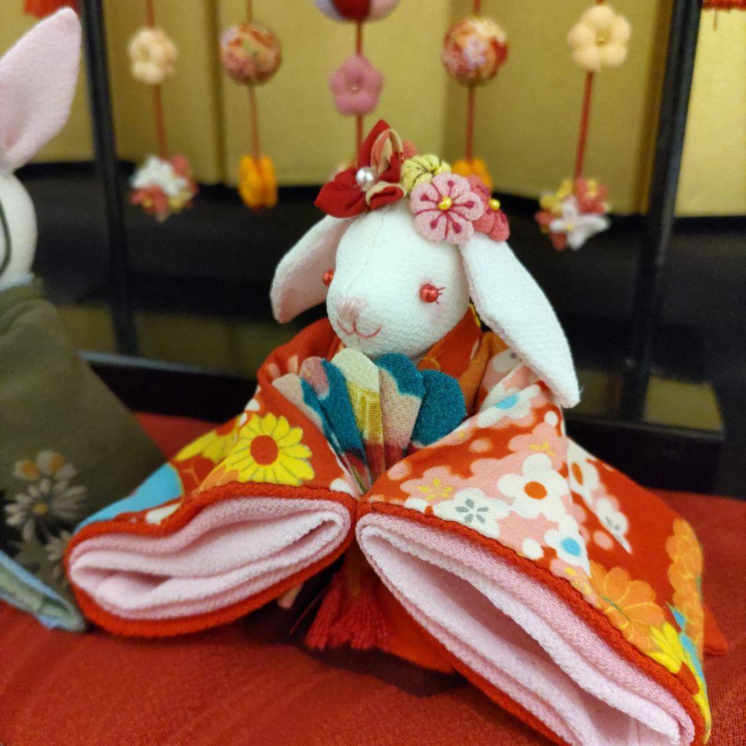 ちりめん細工 雛人形と吊るし飾り(吊るし台付）