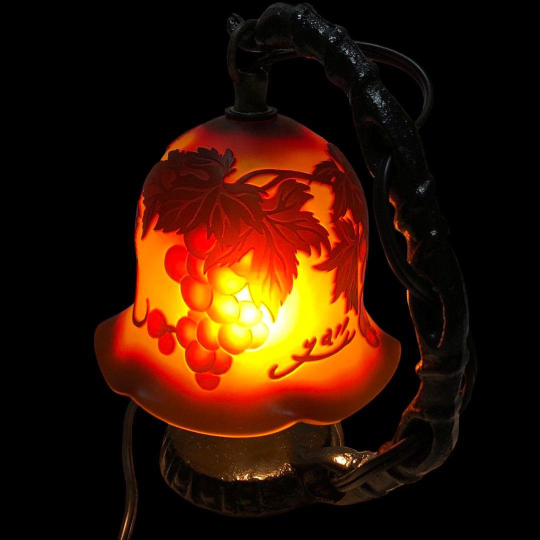 アンティーク 卓上ランプ ガレ風 ぶどう模様