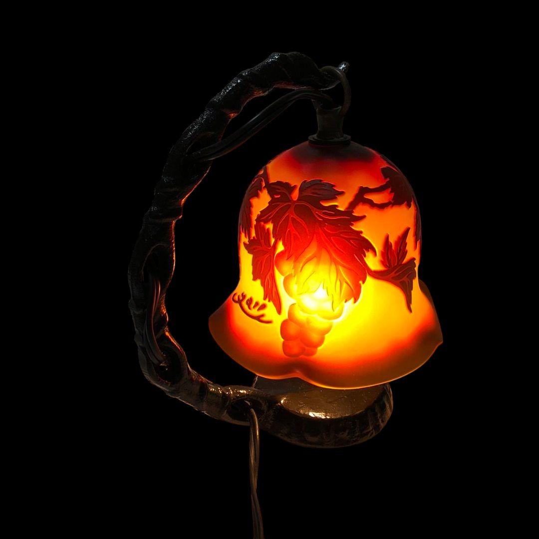 アンティーク 卓上ランプ ガレ風 ぶどう模様