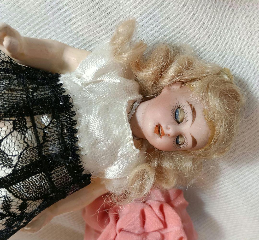 S6⭐アンティークビスクドール　桃色帽子のミニョネット　シモン・ハルビック ⭐