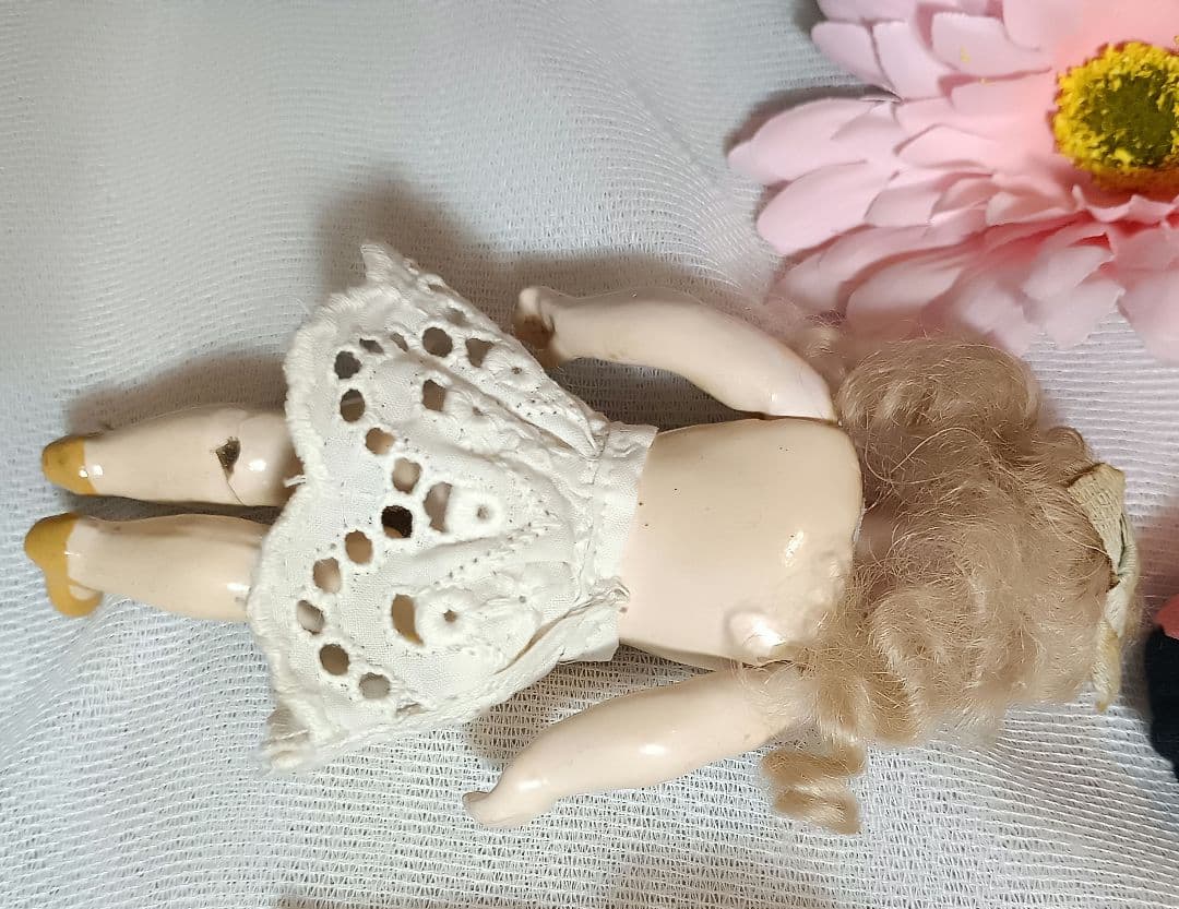 S6⭐アンティークビスクドール　桃色帽子のミニョネット　シモン・ハルビック ⭐