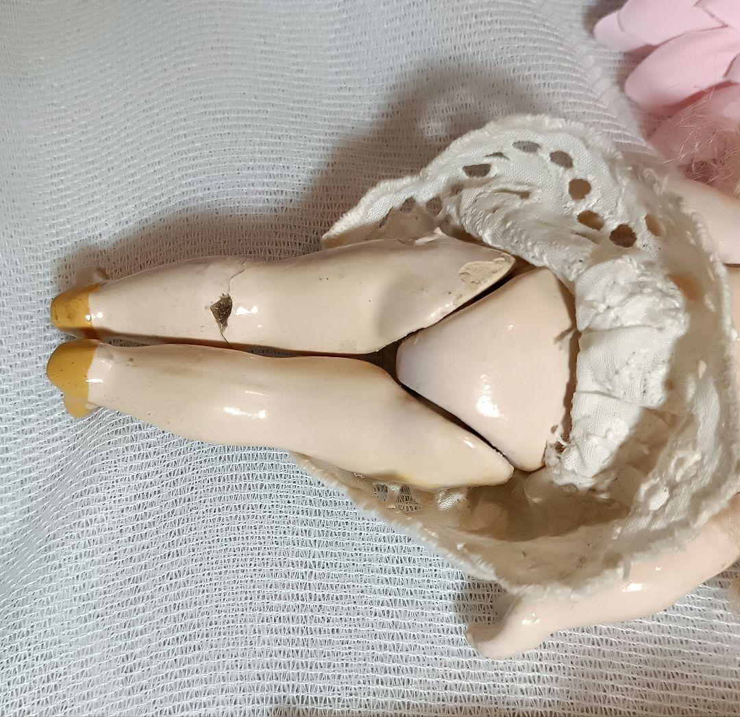 S6⭐アンティークビスクドール　桃色帽子のミニョネット　シモン・ハルビック ⭐