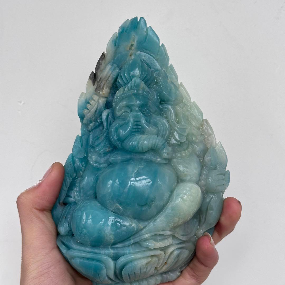 天然石ピスタチオカルサイトのガネーシャ　ご購入前に在庫確認必要G.905