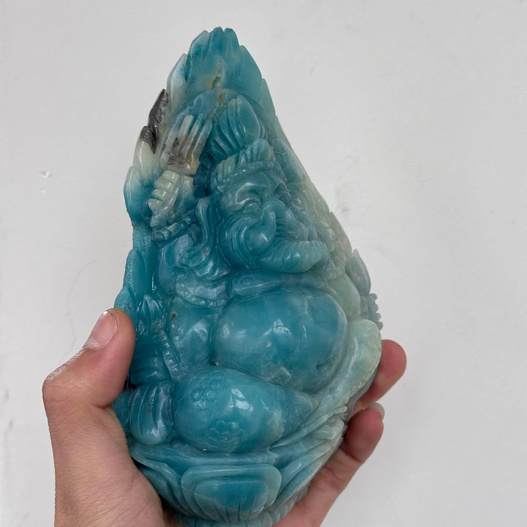 天然石ピスタチオカルサイトのガネーシャ　ご購入前に在庫確認必要G.905