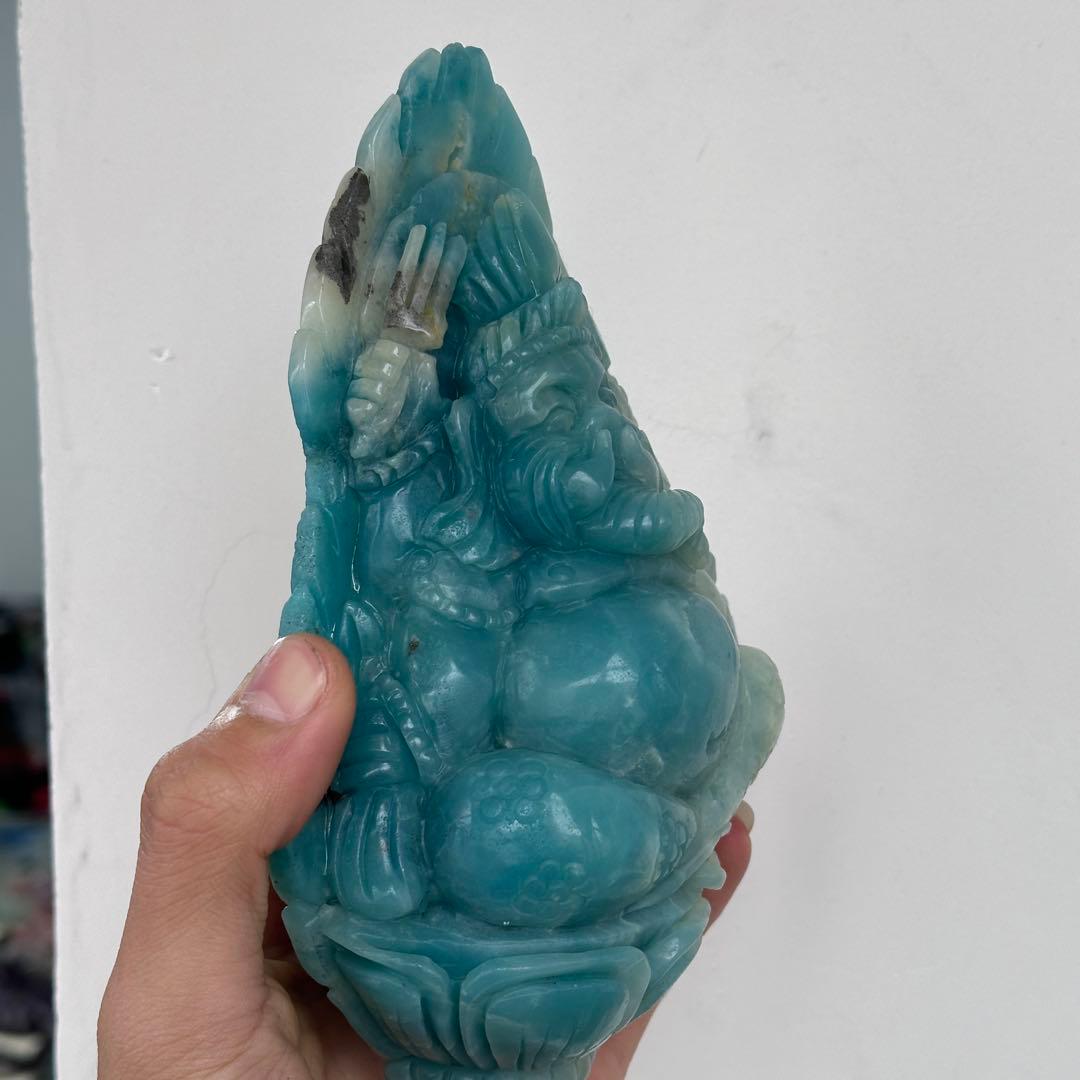 天然石ピスタチオカルサイトのガネーシャ　ご購入前に在庫確認必要G.905