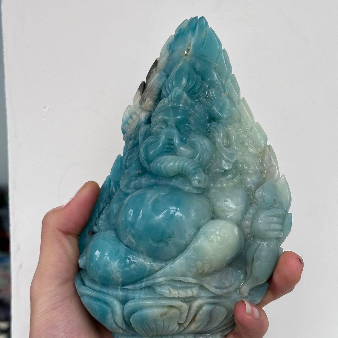 天然石ピスタチオカルサイトのガネーシャ　ご購入前に在庫確認必要G.905