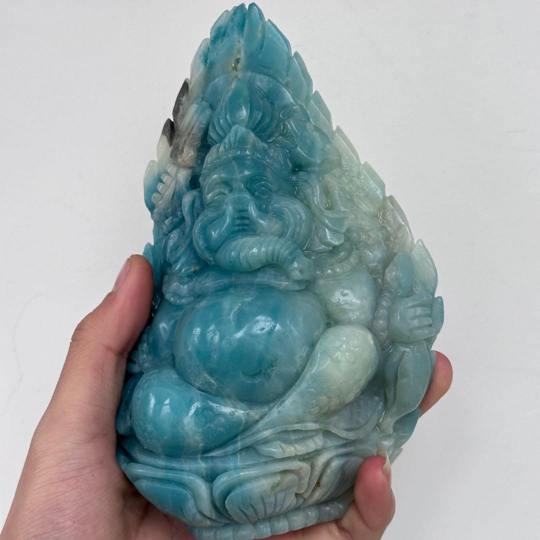 天然石ピスタチオカルサイトのガネーシャ　ご購入前に在庫確認必要G.905