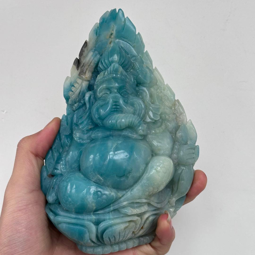 天然石ピスタチオカルサイトのガネーシャ　ご購入前に在庫確認必要G.905