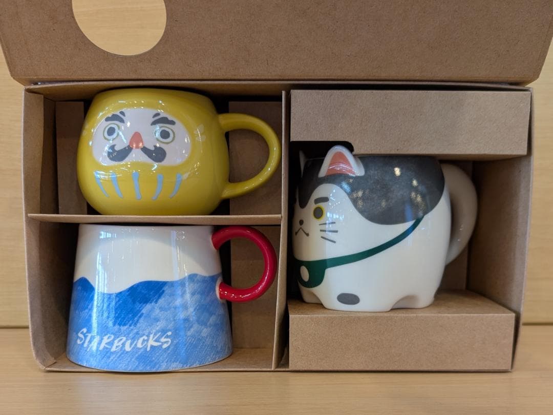 Starbucks　JAPANマグセット　マグカップ　だるま　富士山　狛犬