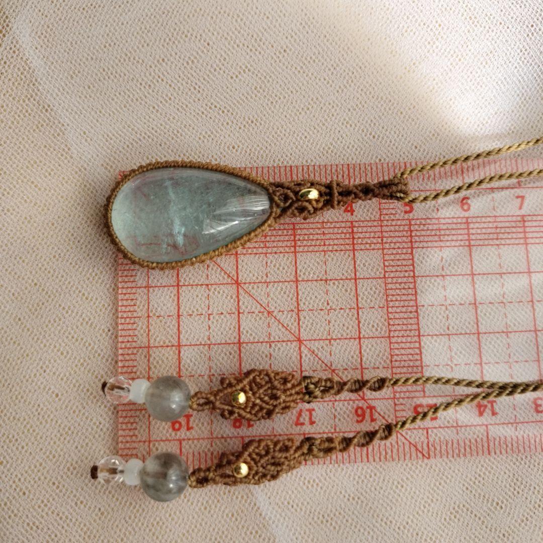 アクアマリン　マクラメ編みネックレス