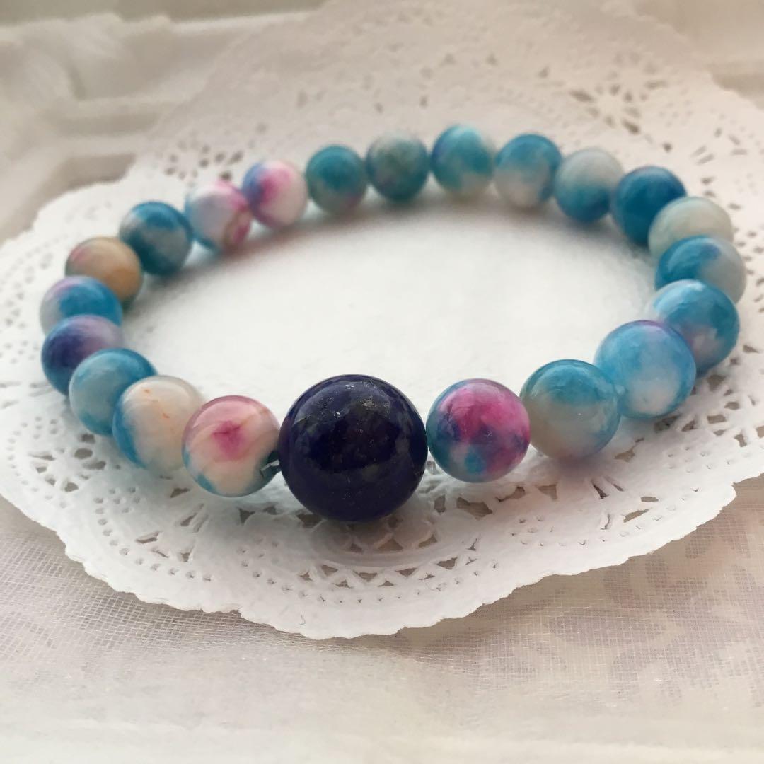 天然石ブレスレット❤️ラピスラズリ　花瑪瑙❤️パワーストーン