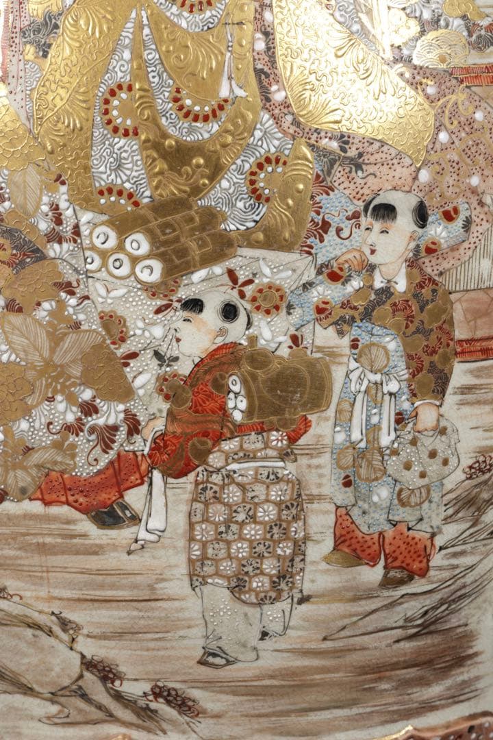 極上薩摩焼　薩摩　壺　古美術品獅子 香炉 飾壺 陶器 骨董 古美術 アート 花瓶