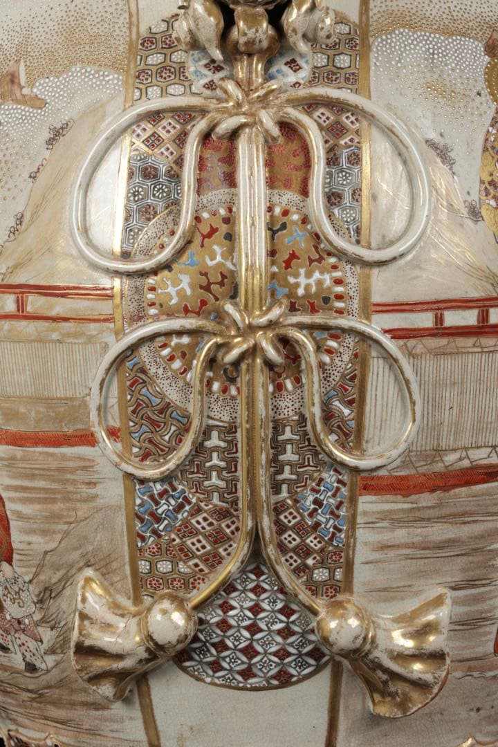 極上薩摩焼　薩摩　壺　古美術品獅子 香炉 飾壺 陶器 骨董 古美術 アート 花瓶