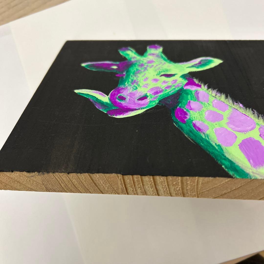 ポップアート キリン 絵画 木製パネル
