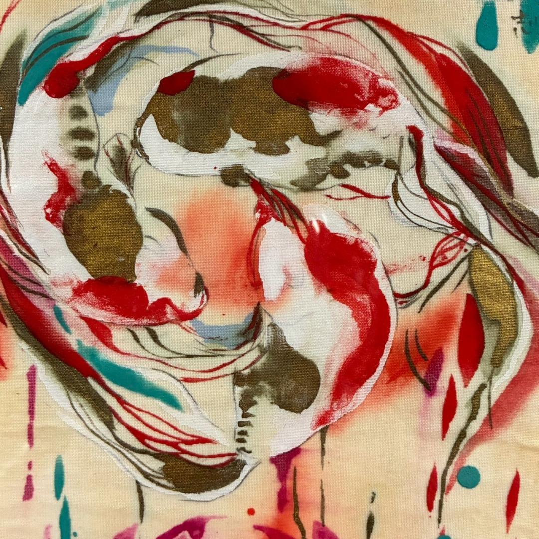 【最終値下げ】美品 麻生志保「tomoe」絹本着彩 日本画 2005年 サイン入