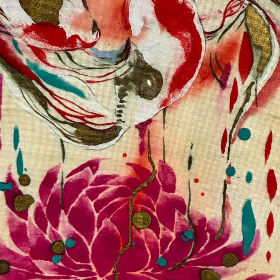 【最終値下げ】美品 麻生志保「tomoe」絹本着彩 日本画 2005年 サイン入