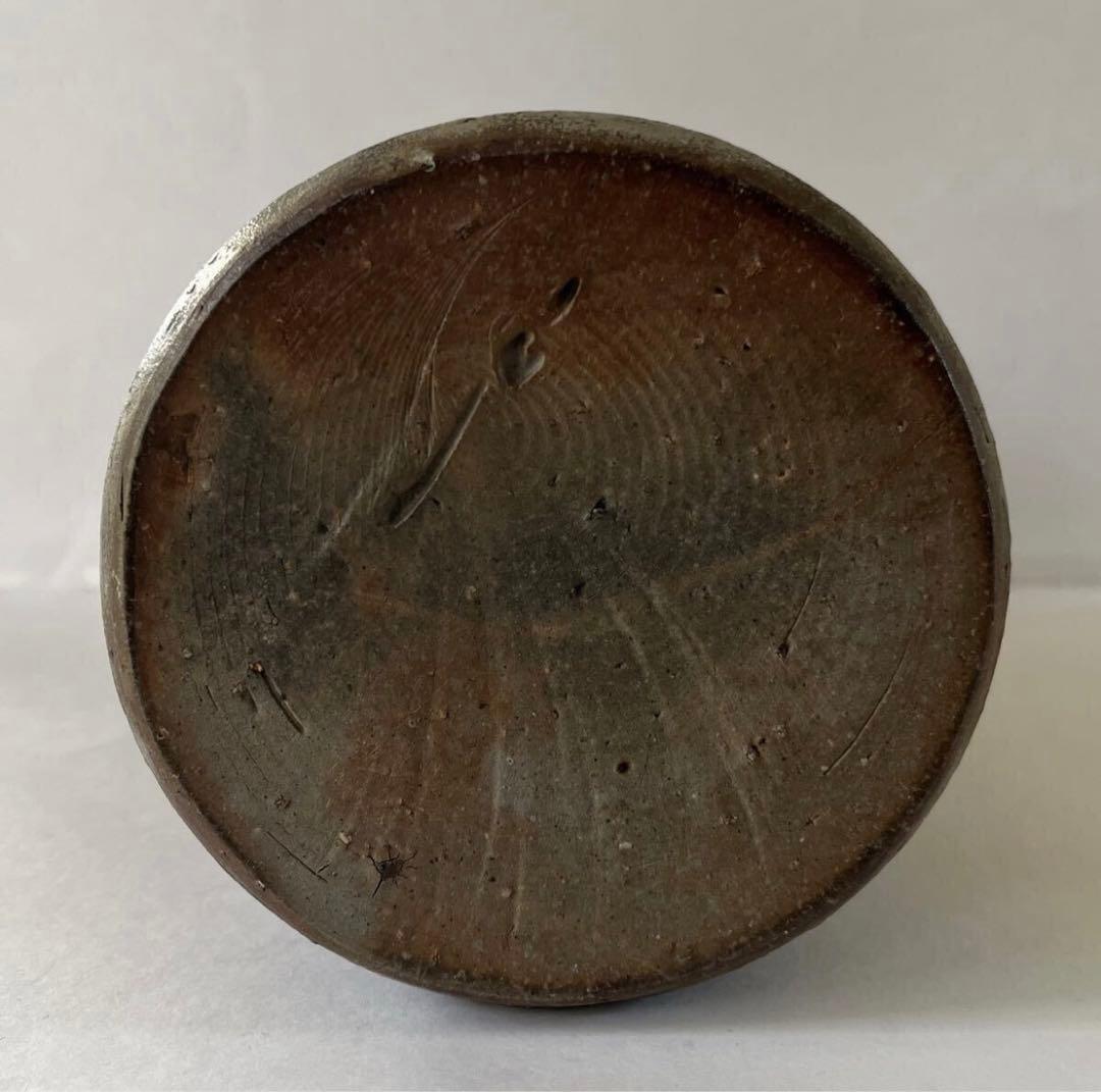 【小川秀蔵 備前焼花瓶】共箱 共布 栞 花器 花入 耳付花入 花生 祖父小西陶古