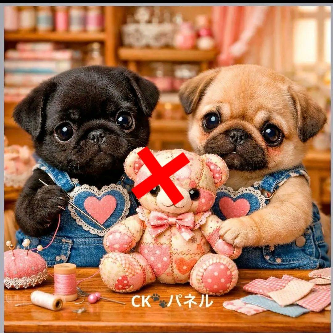 激レアポメラニアン、チワワ、パグ、ぱぴ、ダックス、柴犬パネル生地　ハンドメイド