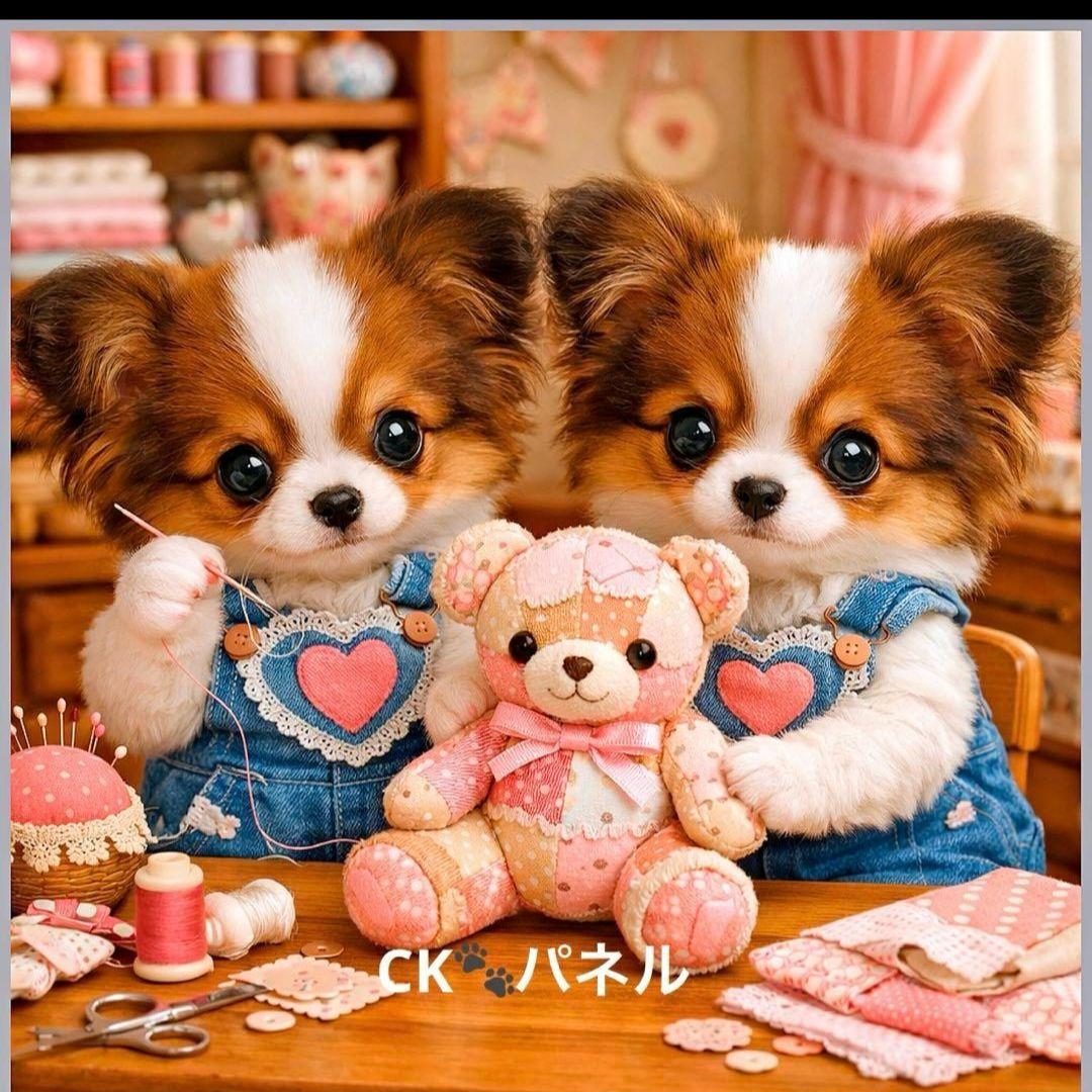 激レアポメラニアン、チワワ、パグ、ぱぴ、ダックス、柴犬パネル生地　ハンドメイド