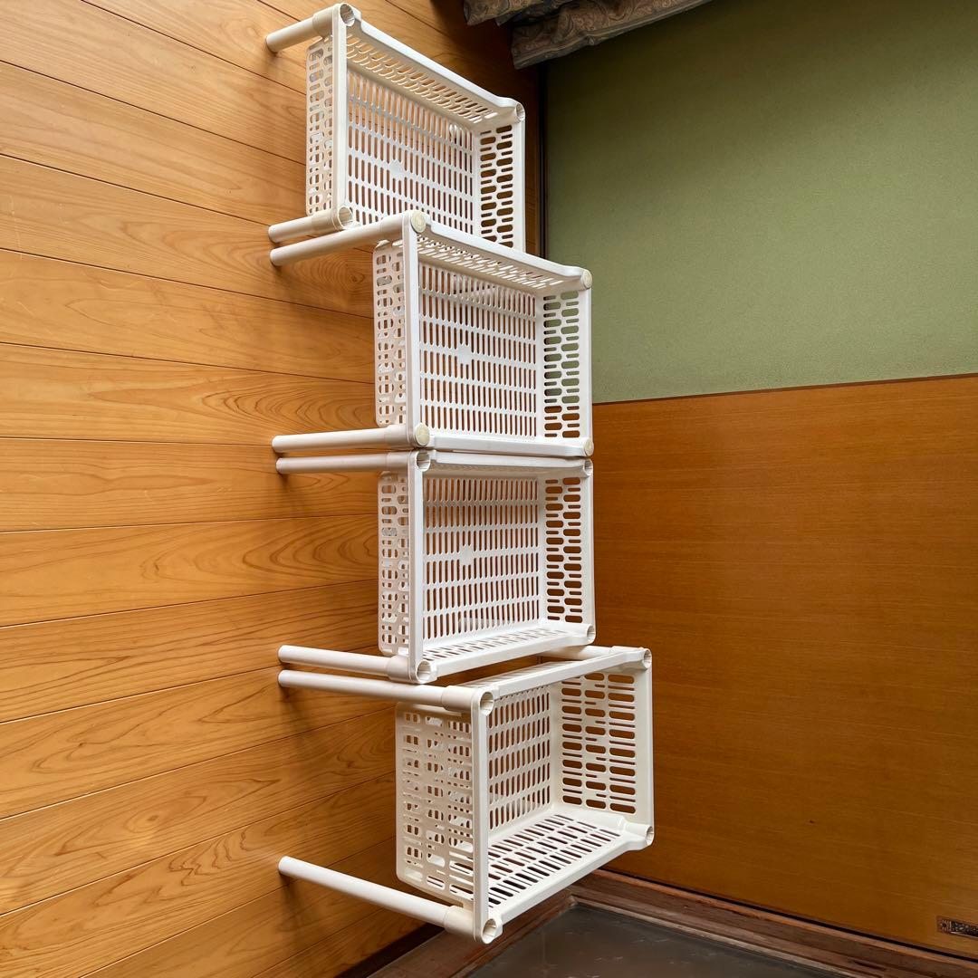 昭和レトロ　4段カゴ　並び替えカゴ　収納カゴ