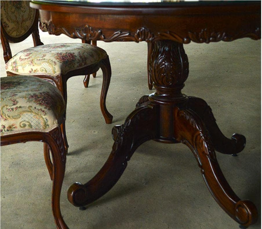 訳あり！　展示品 マホガニー ダイニングテーブル 　丸型　100cm 猫脚