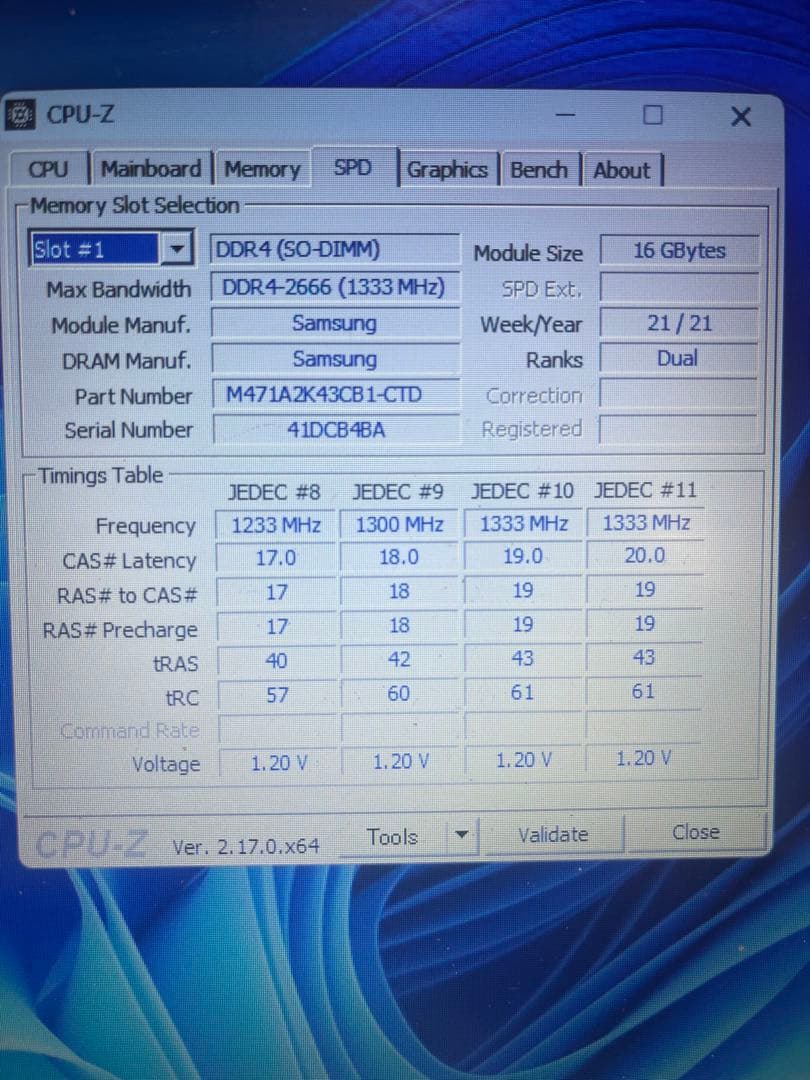 Samsung DDR4-2666v 16GB メモリー2枚　 合計32G