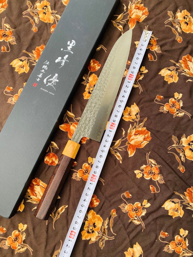 黒崎優　「閃光」牛刀包丁 240mm 紫檀柄桂 R2 / SG2