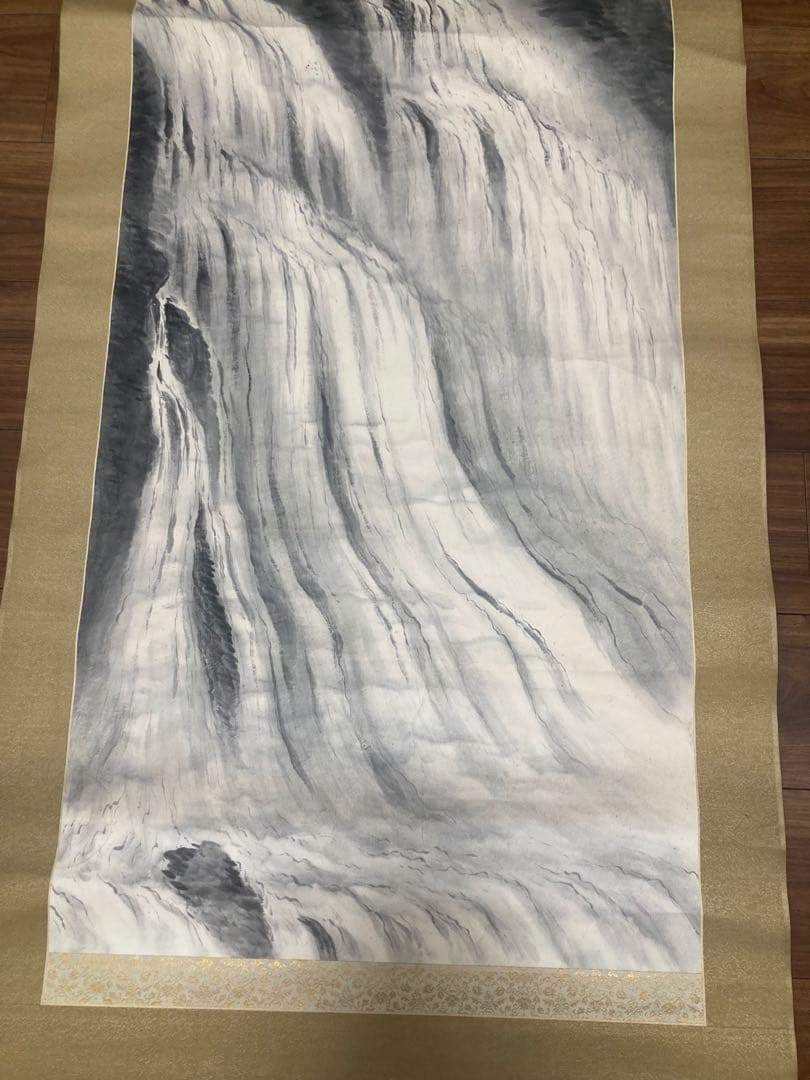 真作 河野秋邨 霧降玉泉図/山水図 掛軸 掛け軸 骨董 古美術 美術品