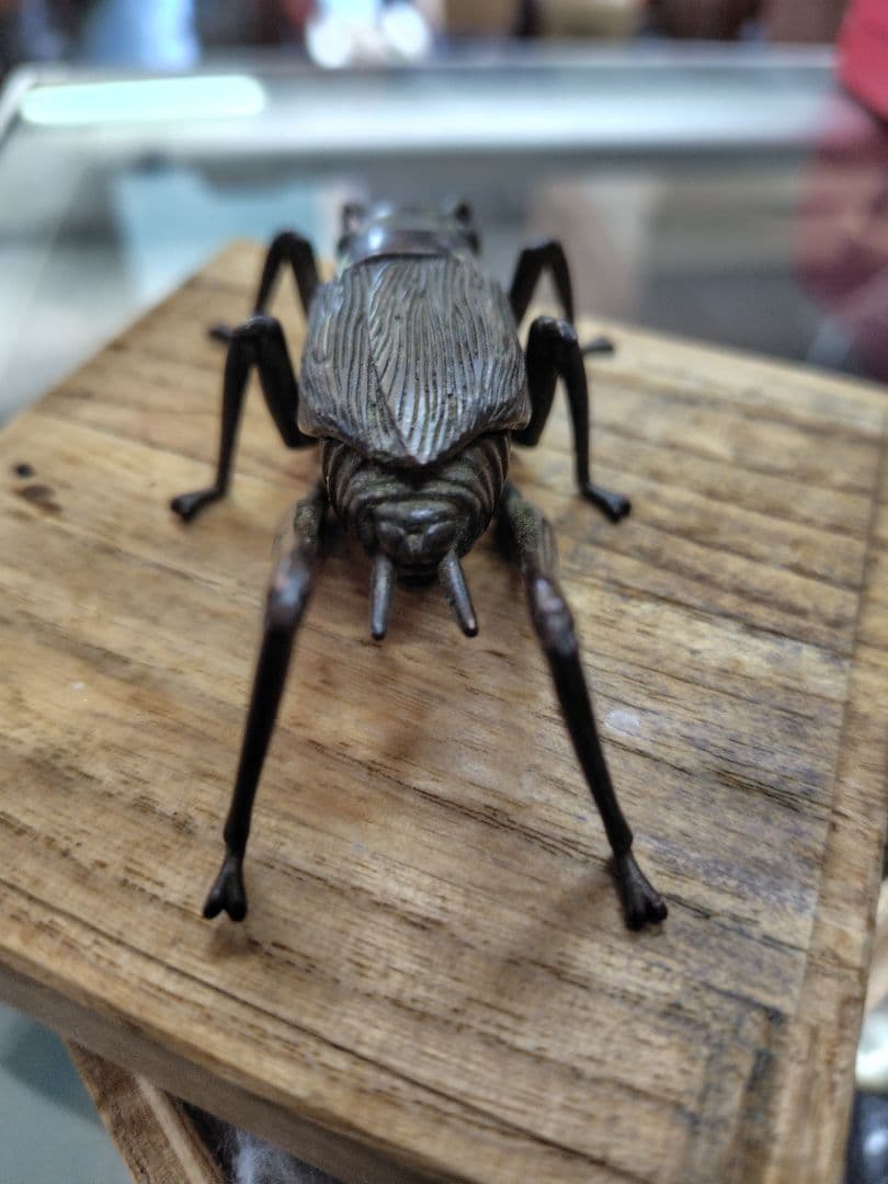 龍文堂 安の介 自在 コオロギ 銅 細工 こおろぎ 古銅 輸出用 箱付き