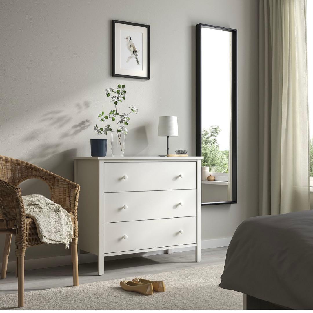 【美品】IKEA イケア 3段チェスト（ホワイト）　洋服タンス 送料込み