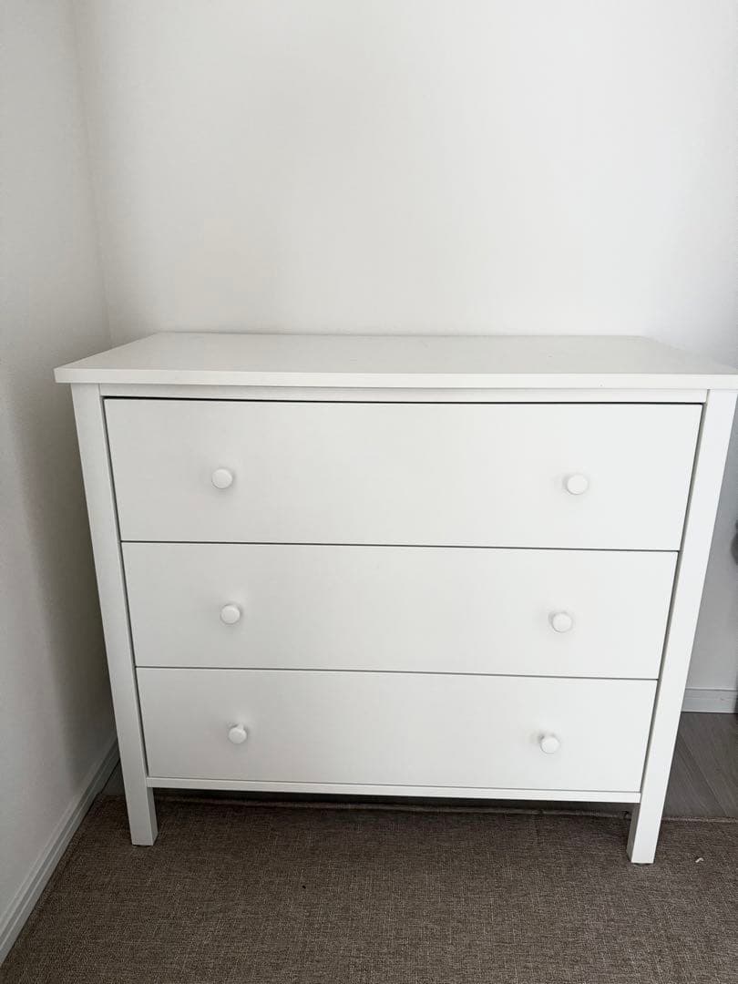 【美品】IKEA イケア 3段チェスト（ホワイト）　洋服タンス 送料込み