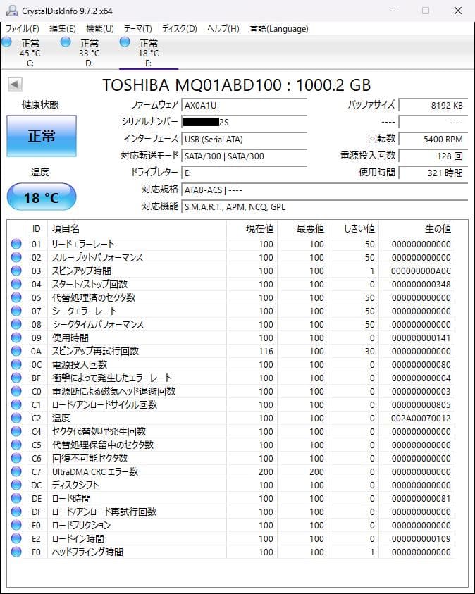 【中古】ポータブル1TB HDD（合計2台）東芝＆トランセンド