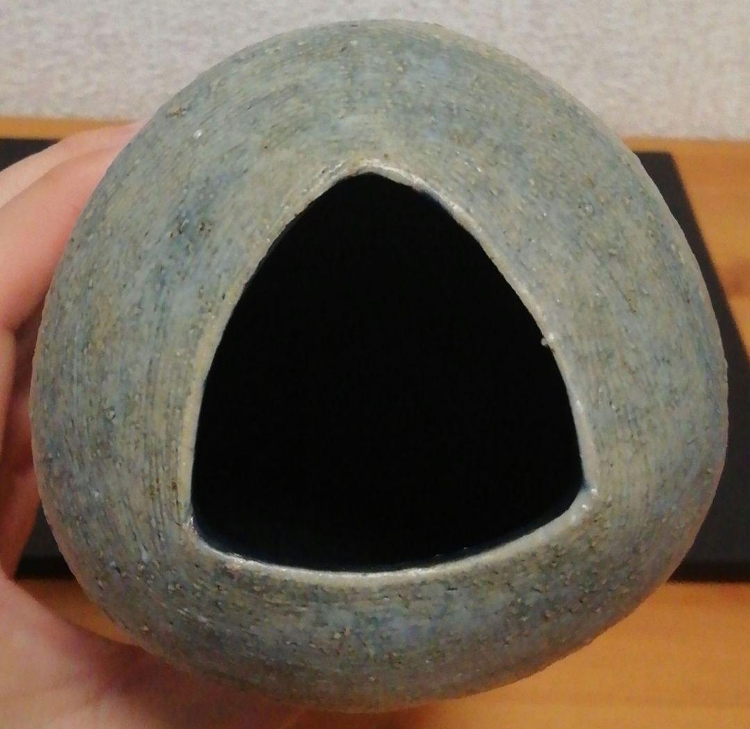 市野雅利作　丹波焼　白　花入　共箱　共布　花瓶