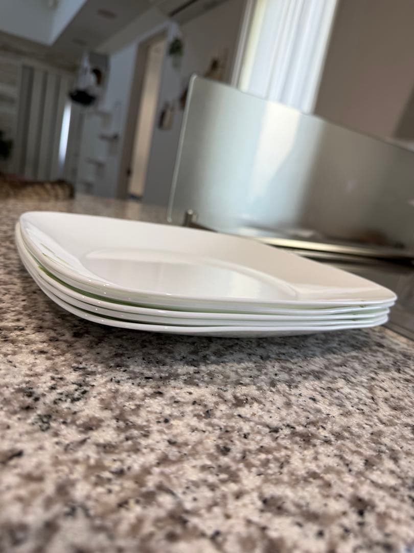 コレール、オリーブデザインの四角皿 5枚セット　ワンプレートにも　26.5センチ