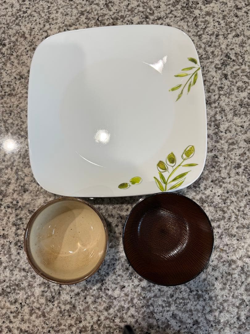 コレール、オリーブデザインの四角皿 5枚セット　ワンプレートにも　26.5センチ