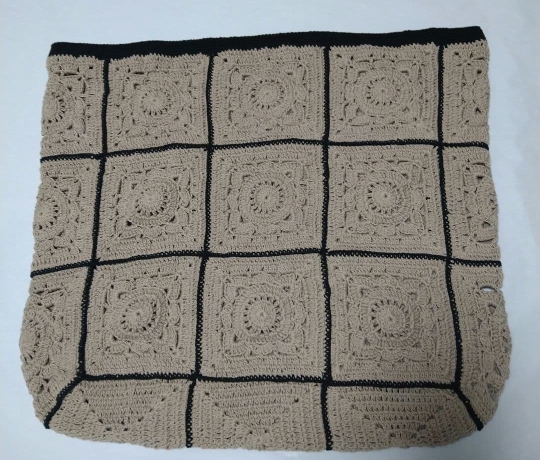 グラニースクエアトートバック モチーフ鞄 大きめトートバック手編み