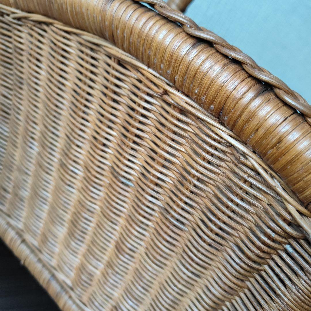 竹細工 ラタン 籐製 バスケット かご 持ち手付 大型