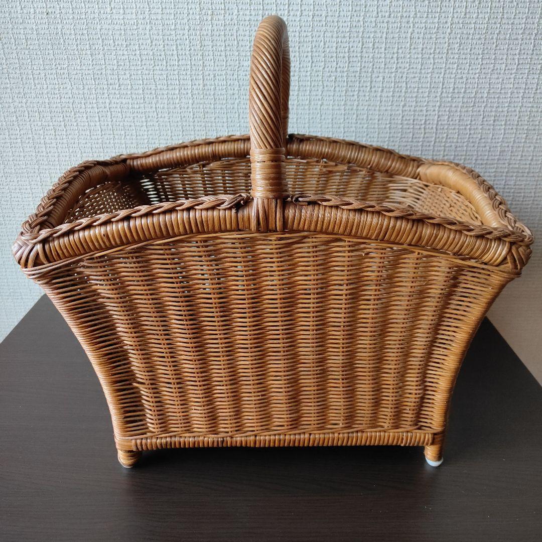 竹細工 ラタン 籐製 バスケット かご 持ち手付 大型
