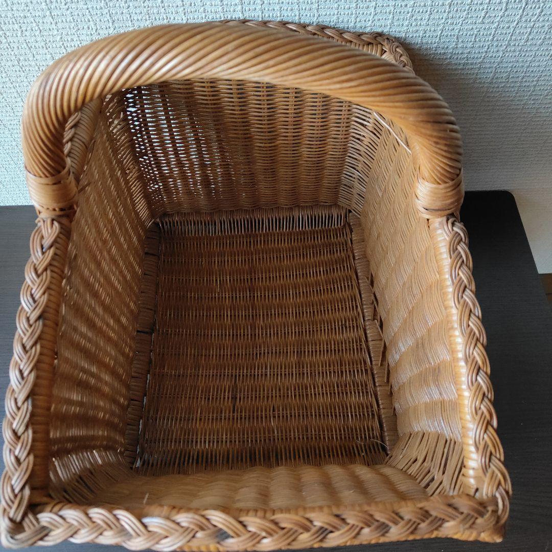 竹細工 ラタン 籐製 バスケット かご 持ち手付 大型