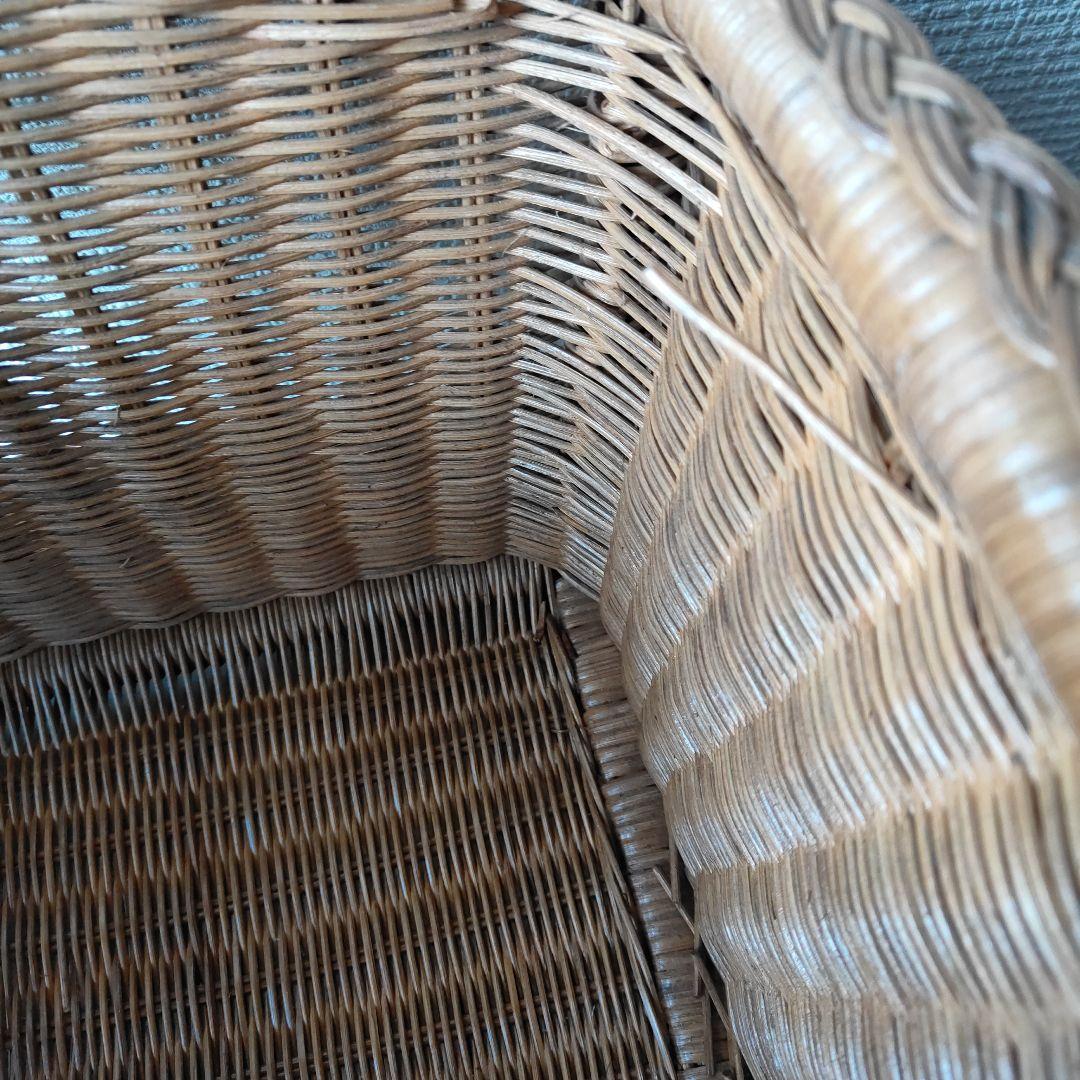 竹細工 ラタン 籐製 バスケット かご 持ち手付 大型