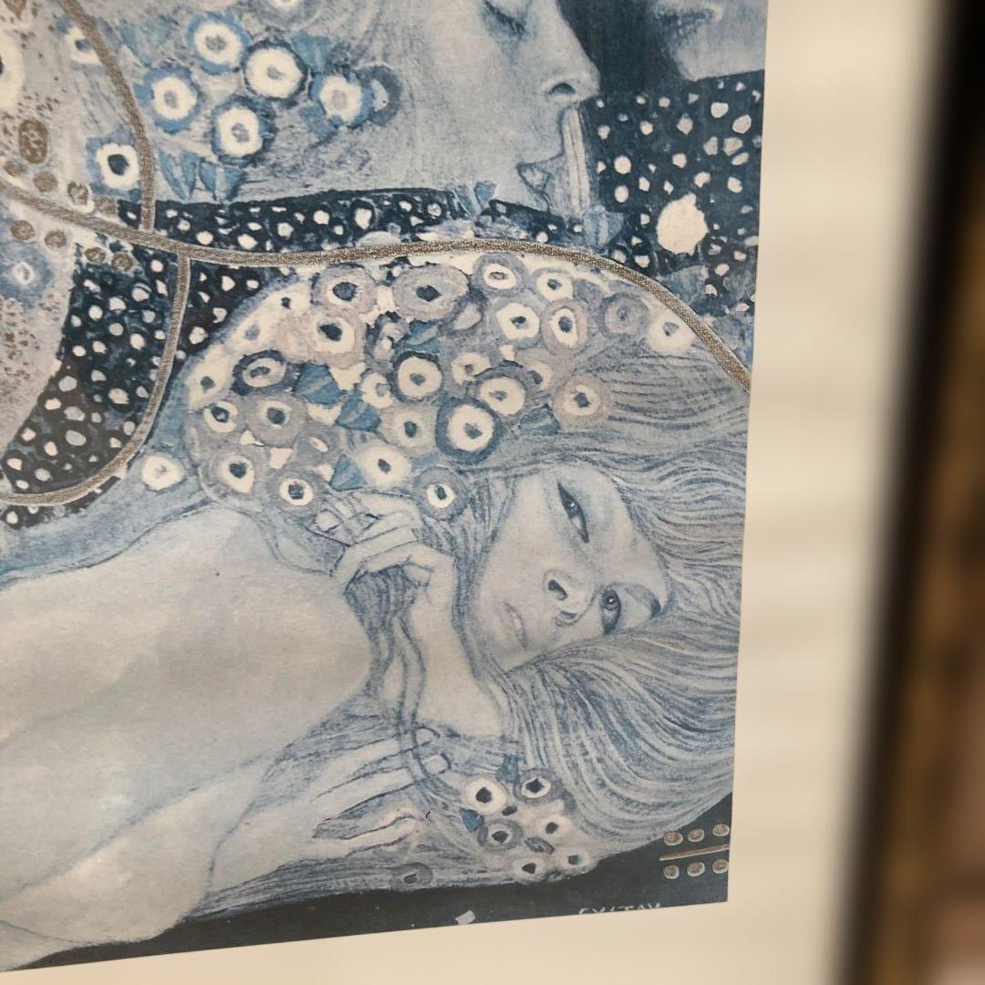 クリムト絵画　額縁付き　縁黒ゴールド　大きい イタリア製　番号　レトロ