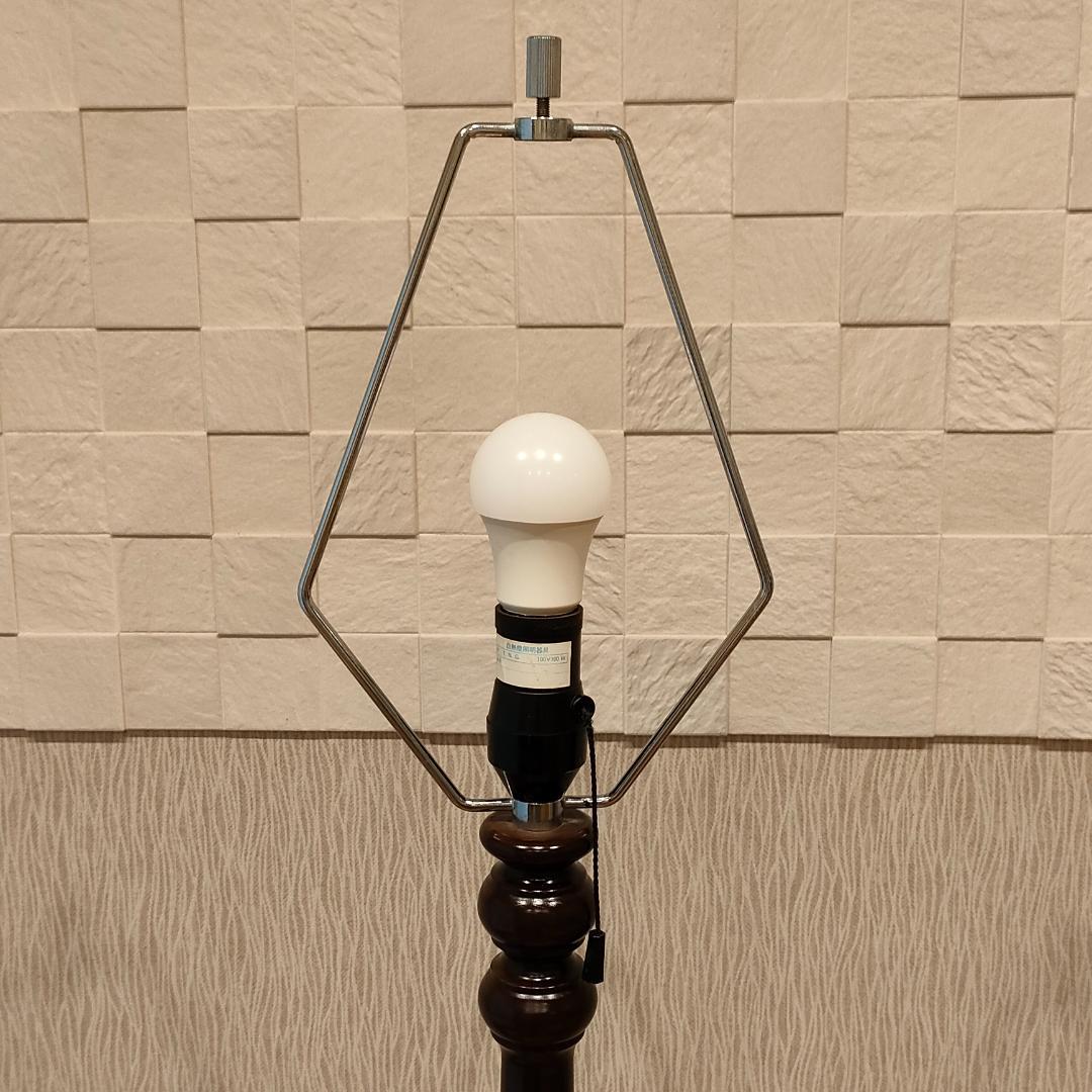 アンティーク　フロアランプ　オールウッドベース　花柄　フリンジ