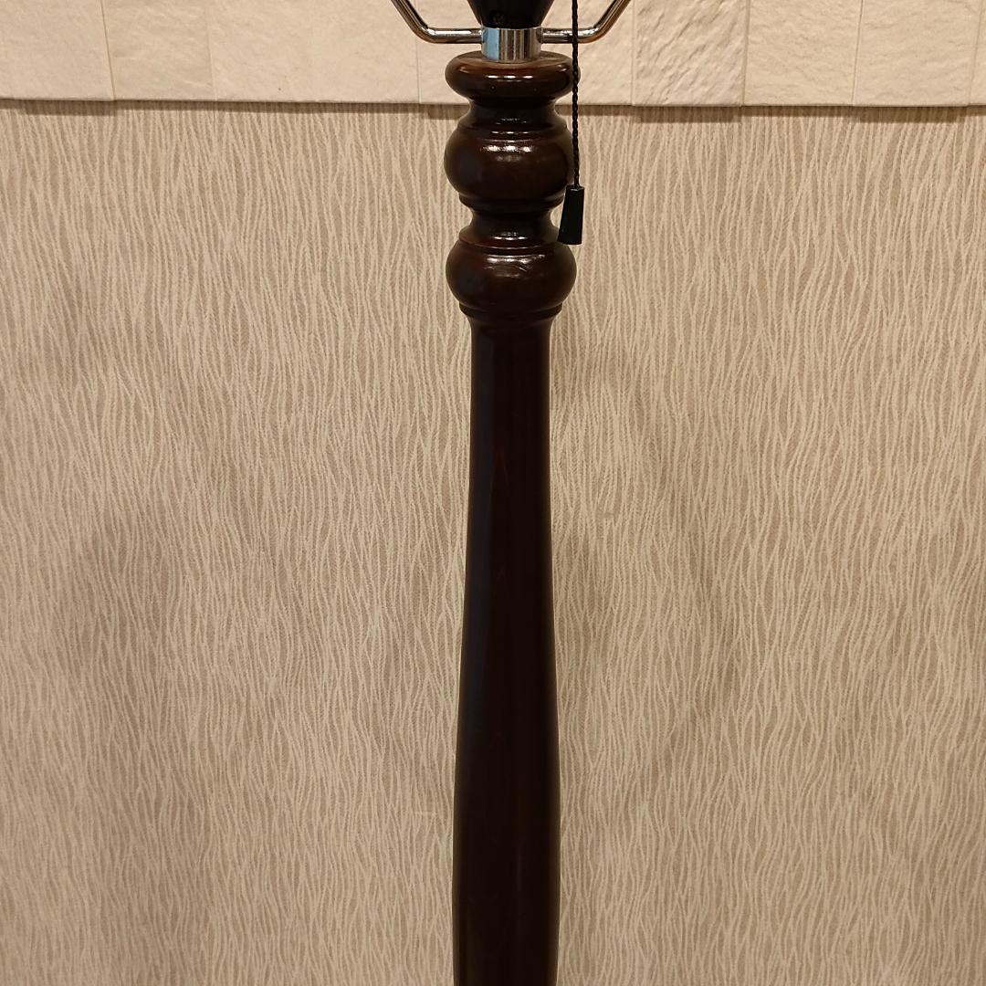 アンティーク　フロアランプ　オールウッドベース　花柄　フリンジ